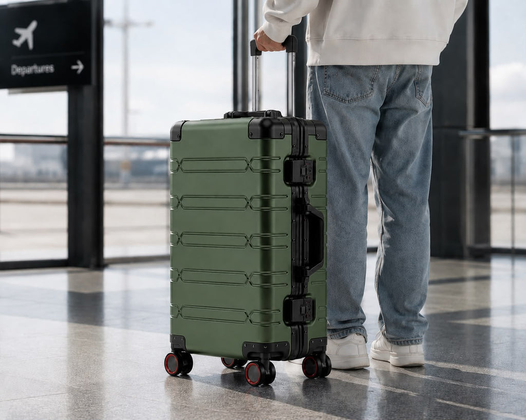 Valise Cabine Vert Aluminium | Cabino
